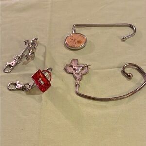 Silver and Red Handbag Hooks- bundle of 4